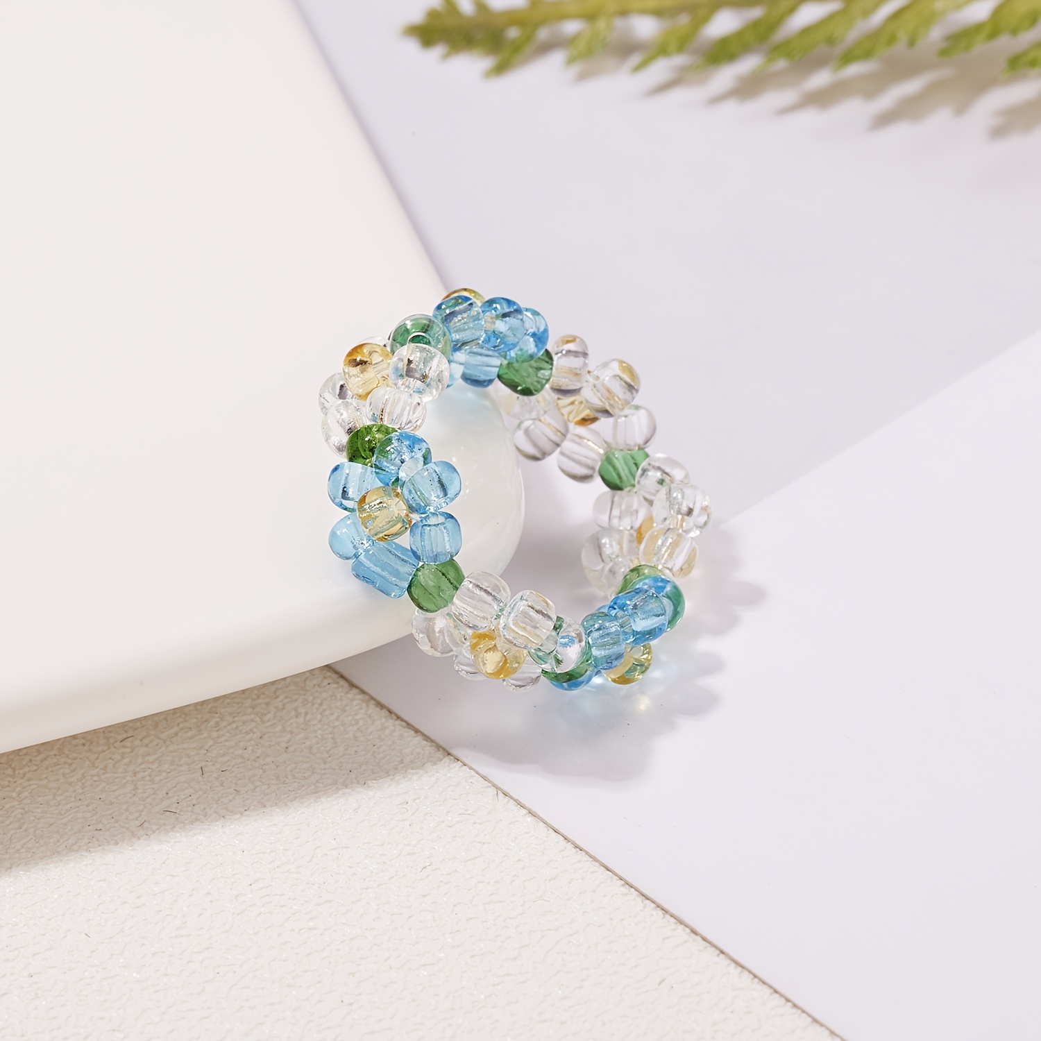 Bohemian Floral Beaded Ring - Vintage Style